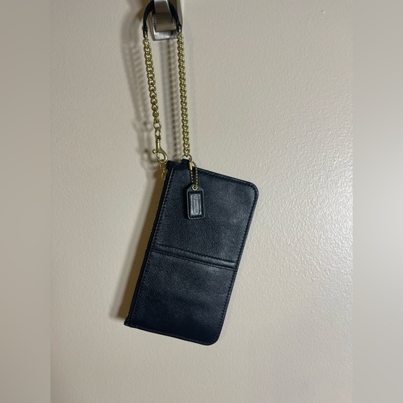 Coach black leather slim wristlet- purple interior - Picture 3 of 4